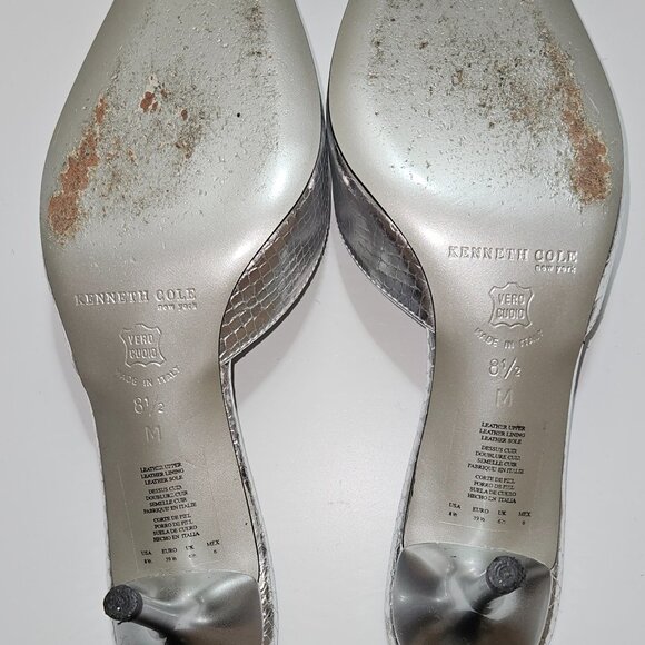 Kenneth Cole Silver Leather Mules - Picture 4 of 4